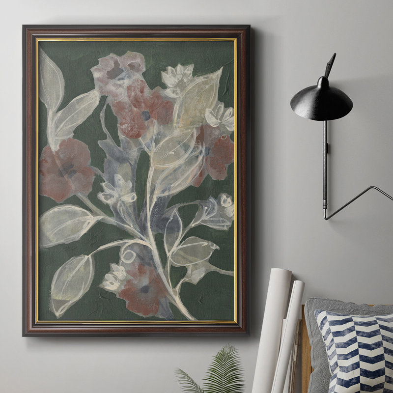 Blooms on Hunter Green II - Peinture sur toile encadrée, H 20 po x l 16 po x P 2,5 po