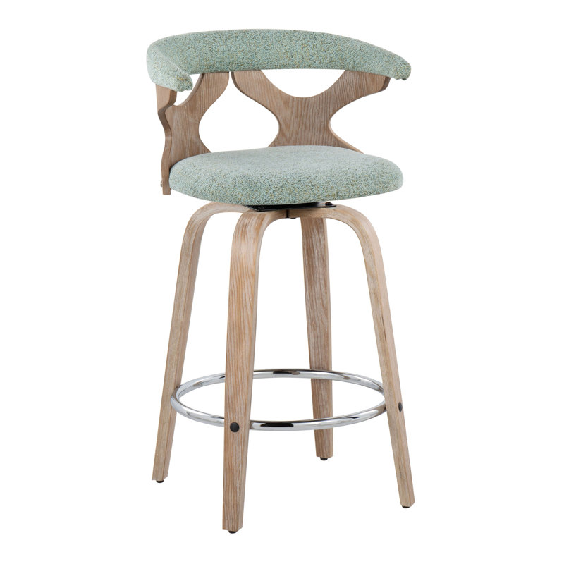 Contemporary Counter Stool, Siège olive / cadre brun / argent