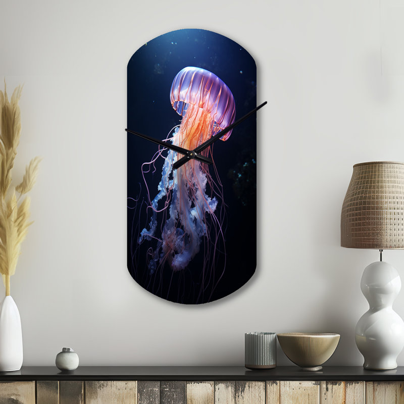 Horloge murale Mulroy Ethereal Glow Jellyfish II - Jellyfish, Grand