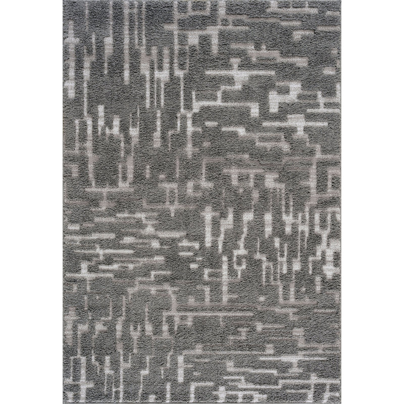 Tapis d'intérieur gris à poils longs Kierre, Rectangle 7 pi 9 po x 10 pi 3 po