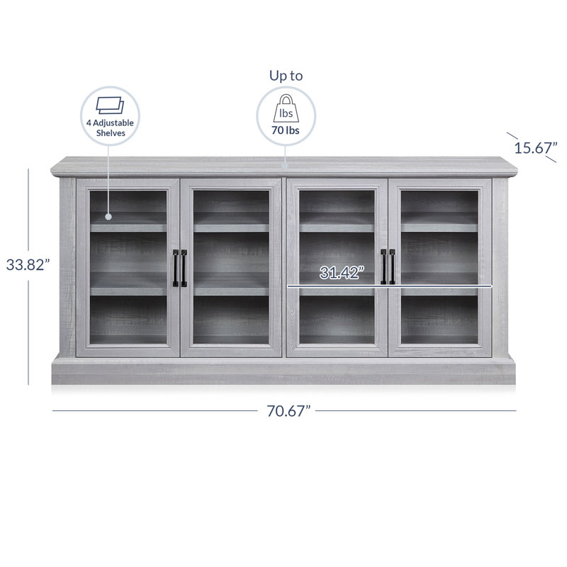 Buffet en bois manufacturé de 70 po de largeur, Gris clair