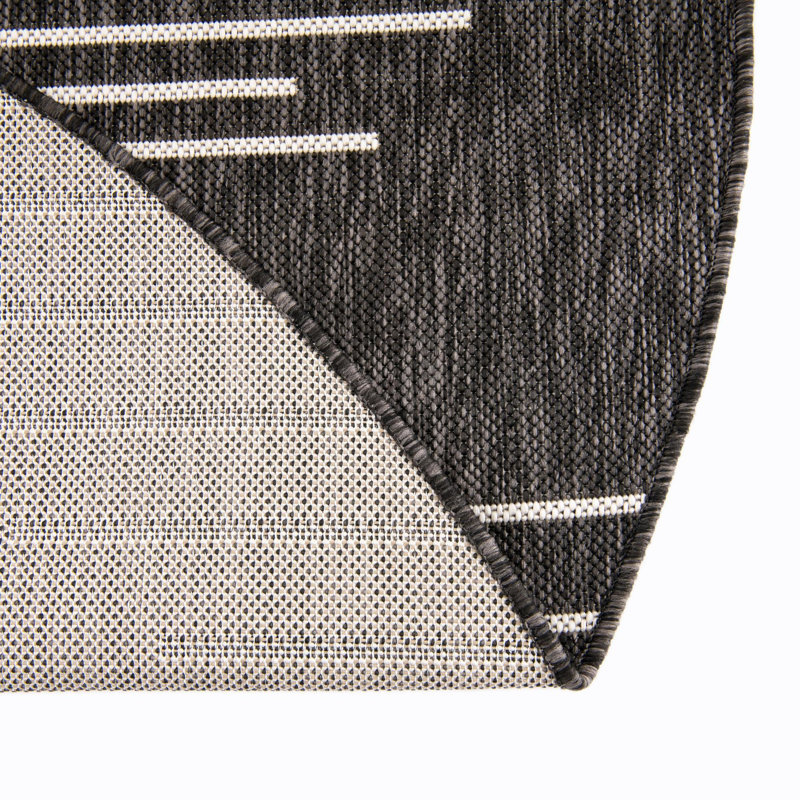 Tapis rayé intérieur / extérieur en polypropylène tissé à la machine, Rond 3 pi 1 po