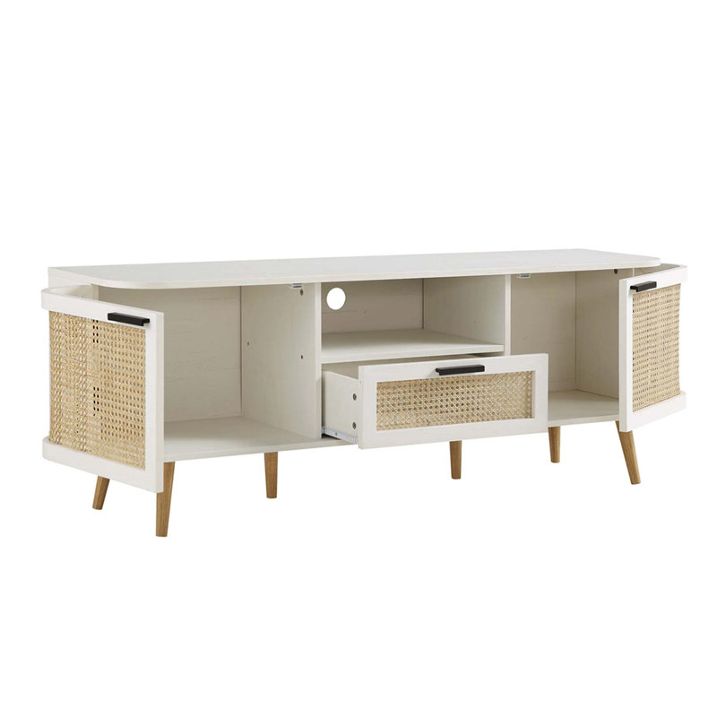 Meuble télé rétro en bois massif tissé