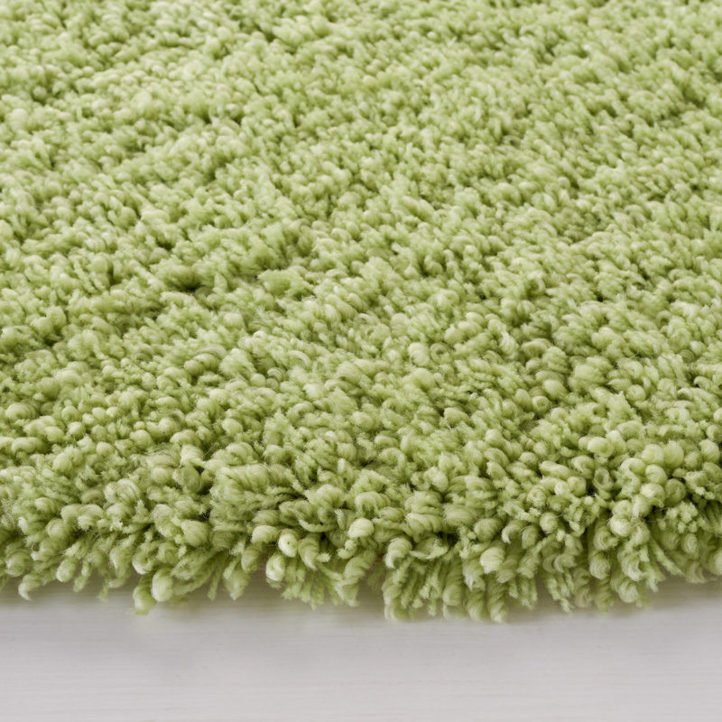 Assar Solid Color Handmade Tufted Polyester Area Rug in Lime, Round 6'