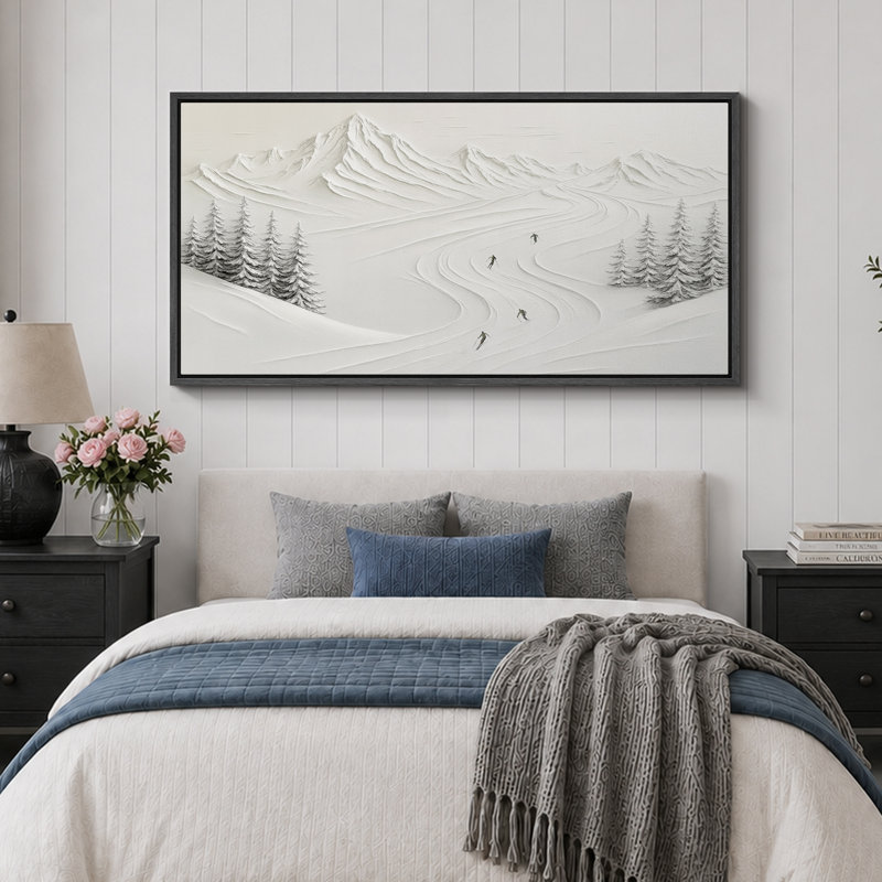 Impression sur toile encadrée, paysage d'hiver, H 30 po x l 60 po, Noir