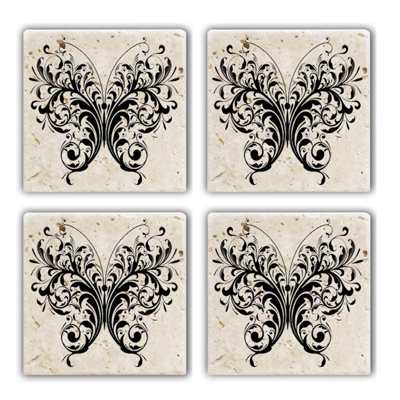 Ensemble de tapis en verre de qualité supérieure (4 pièces) de qualité supérieure, 3,9 x 3,9 x 0,4 pouces | 100% pierre naturelle pour la durabilité et l'élégance | Parfait pour protéger les surfaces, idéal pour la maison et le bureau, élégant et fonctionnel