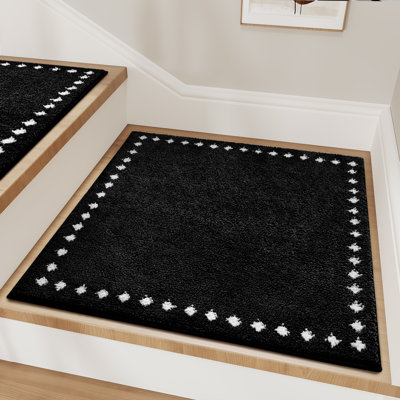 Soft Plush Black Non-Slip Stair Treads