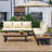 Outdoor Sectional Sofa Set Patio Conversation Set Patio Seating Group Outdoor Daybed with Adjustable Reclining Seats for Backyard, Poolside and Balcony,Beige