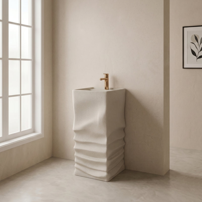 17'' Freestanding Solid Surface Pedestal Bathroom Sink