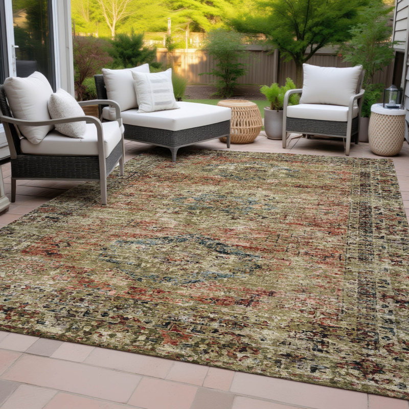 Machine Washable Indoor/Outdoor Labon ACN2170 Global Rug, Rectangle 2'6" x 3'10"