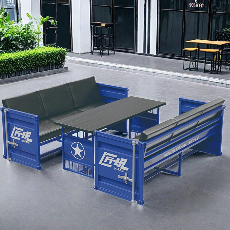 Ensemble de salle à manger l 23,7 po Kimika, Bleu, H 29,6 po x L 63 po x l 23,7 po
