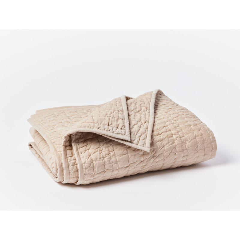 Channel Handstitched Organic Quilt, Hazel Chambray, King Quilt