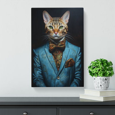 Bengal Cat In A Suit Painting No.3 - Wrapped Canvas
