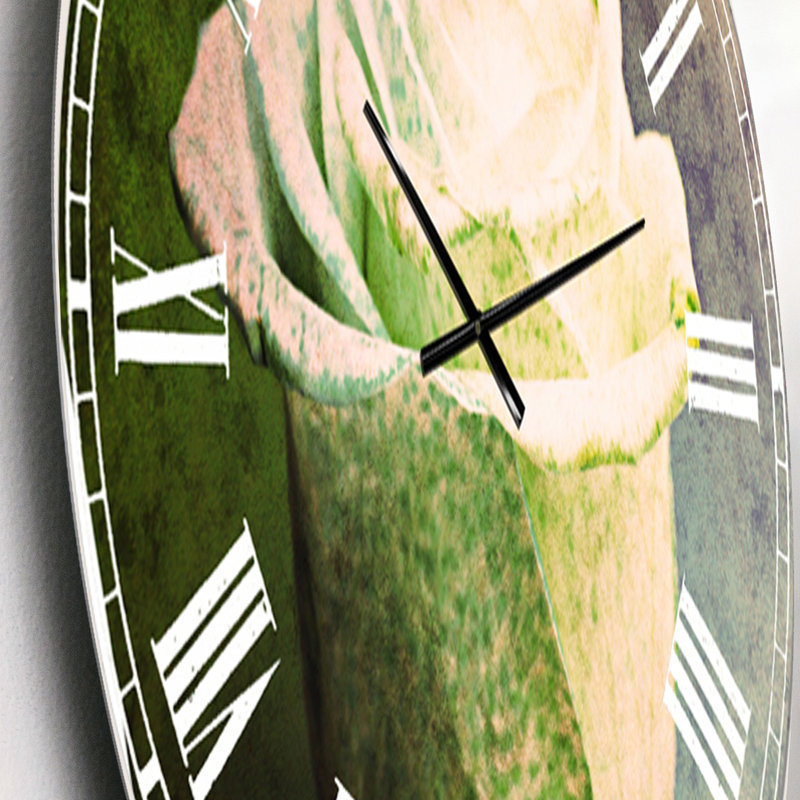 Beautiful White Painted Rose - Traditional wall clock, Small