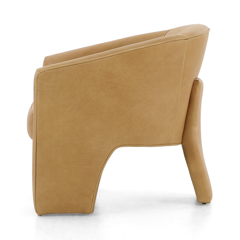 Fae Barrel Chair, Palermo Butterscotch Genuine Leather