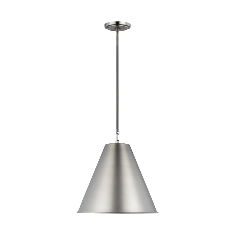 Luminaire suspendu conique à 1 lumière Camariae, Nickel ancien brossé, Nickel ancien brossé