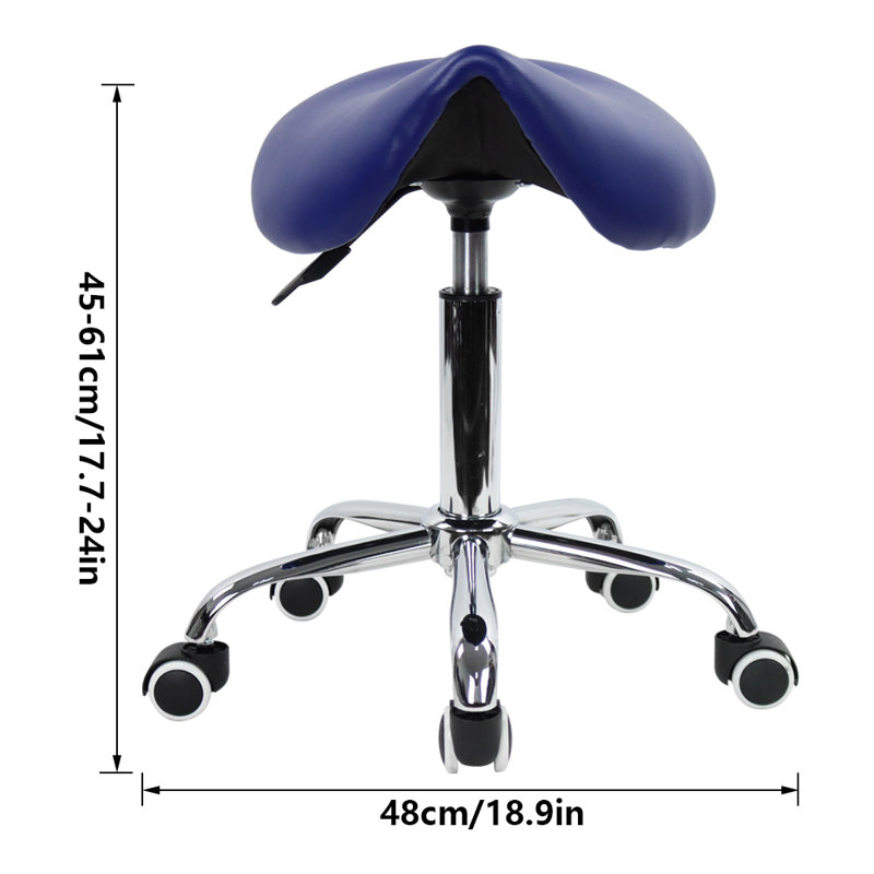 Adjustable Height Ergonomic Lab Stool with Wheels, Blue