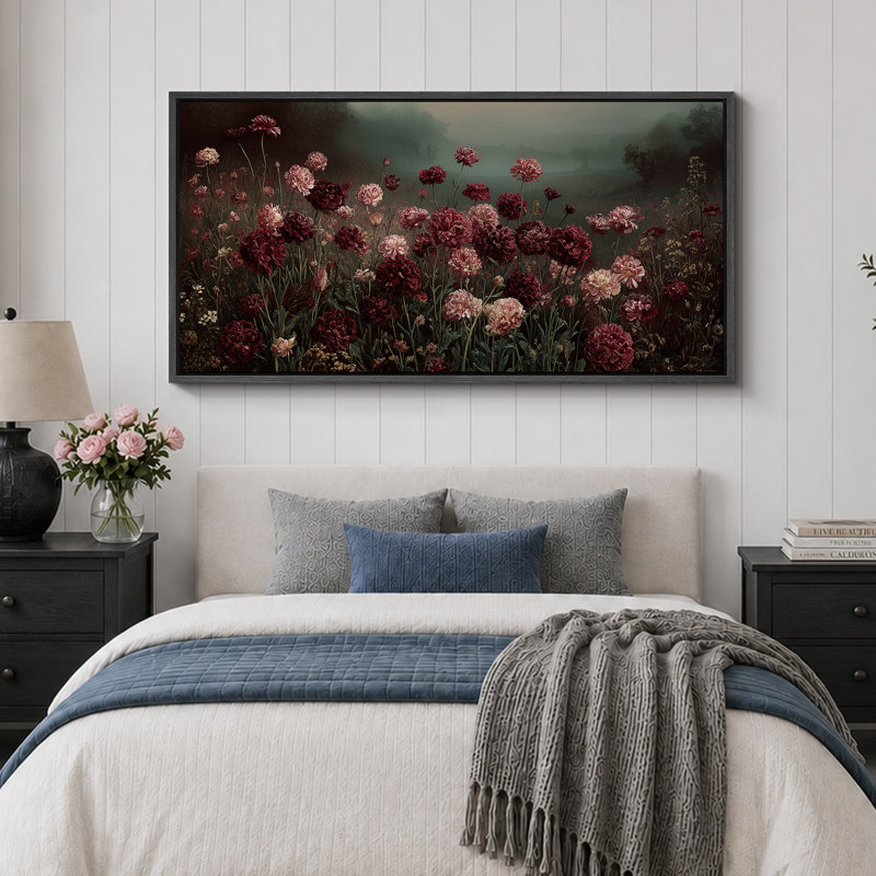 Impression sur toile encadrée très sombre Moody, Cadre flottant noir, H 30 po x l 60 po x P 1,5 po