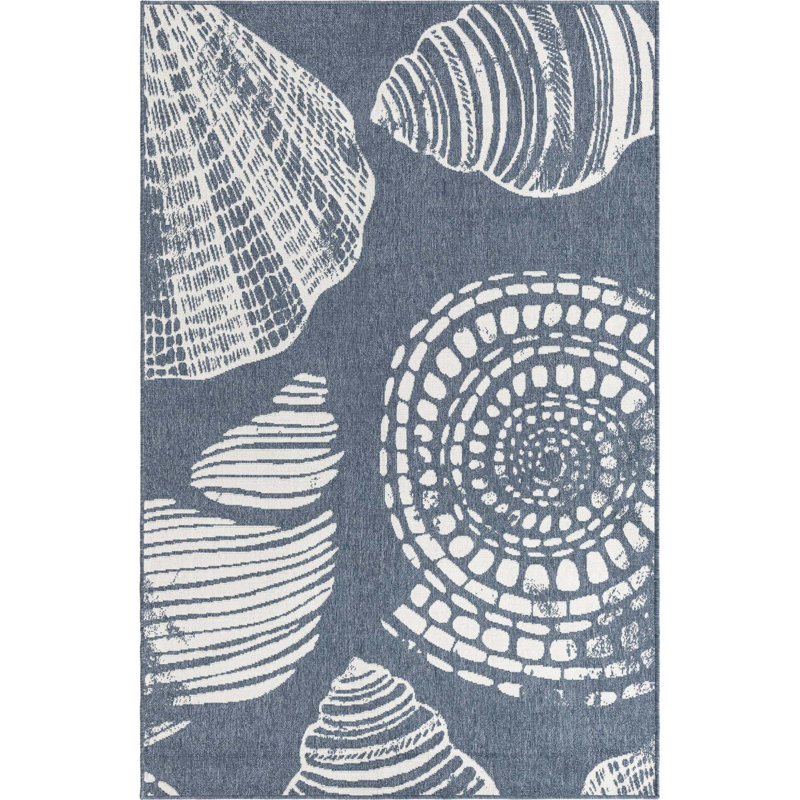 Tapis bleu marine intérieur / extérieur Amaro, Rectangle 5 pi 3 po x 8 pi