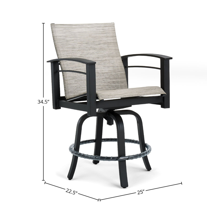 Aluminum Outdoor 25.25'' Counter Stool, Gray Rush