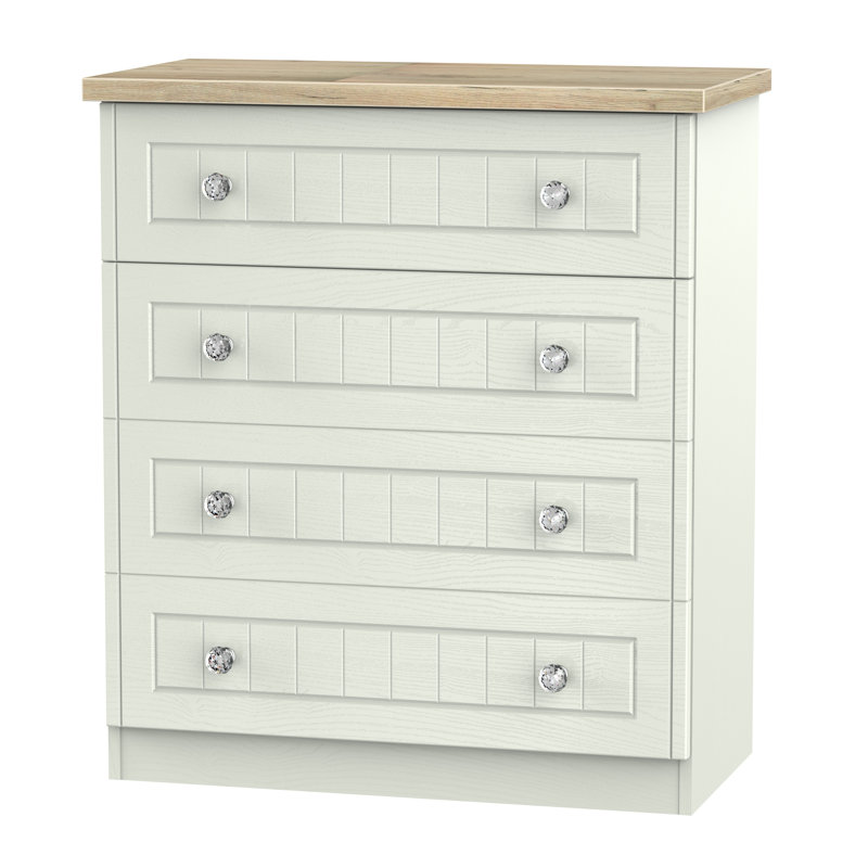 Fully Assembled Zenfield 4 Drawer Chest, Kashmir Ash/Bordeaux Oak