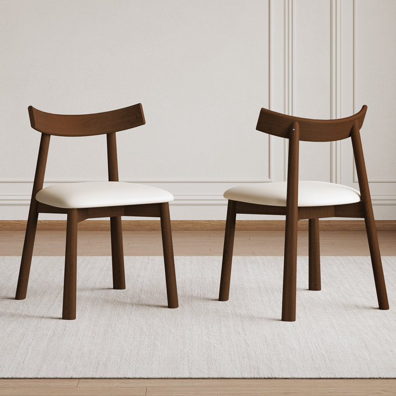 Ensemble de 2 chaises de salle à manger modernes et ergonomiques avec dossier incurvé, Noyer foncé