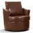 32.3" Wide Modern Vegan Leather Barrel Swivel Accent Chair with Curved Armrest-577295535-572827292