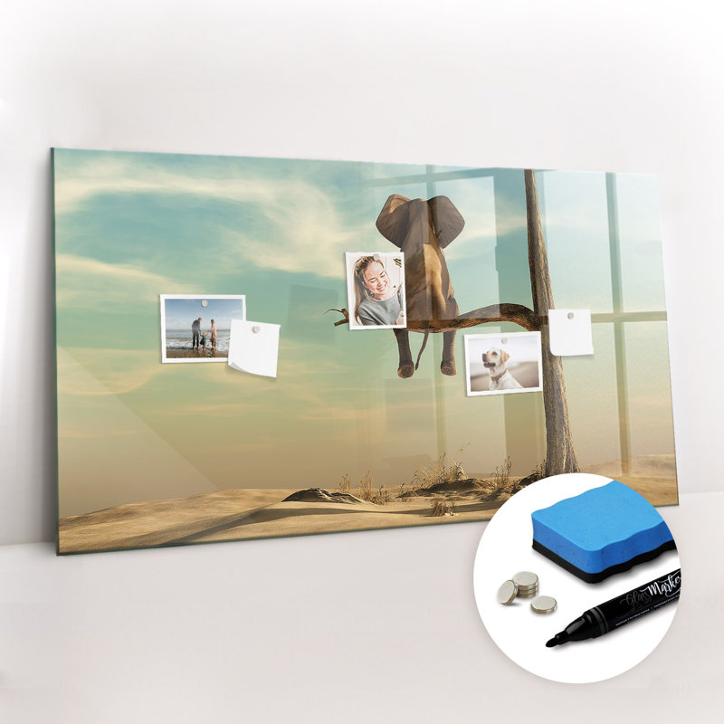 Magnetic Memo Board Whiteboard - 120 x 60 cm - With Marker and Magnets - The elephant on the tree