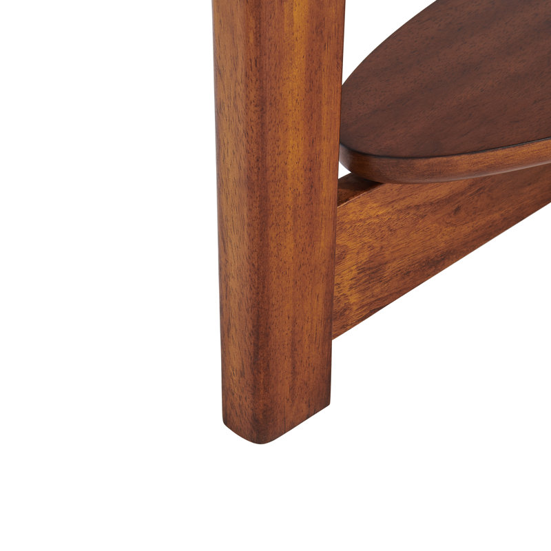 Amarius 60-Inch Console Table, Mid-Century Modern Wood Design, Warm Chestnut Finish, Tapered Legs, Oval Top, 0.5 in. Thick Surface, Spacious Underneath Storage