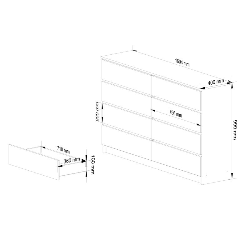Solanus 160cm W 8 - Drawer Chest of Drawers