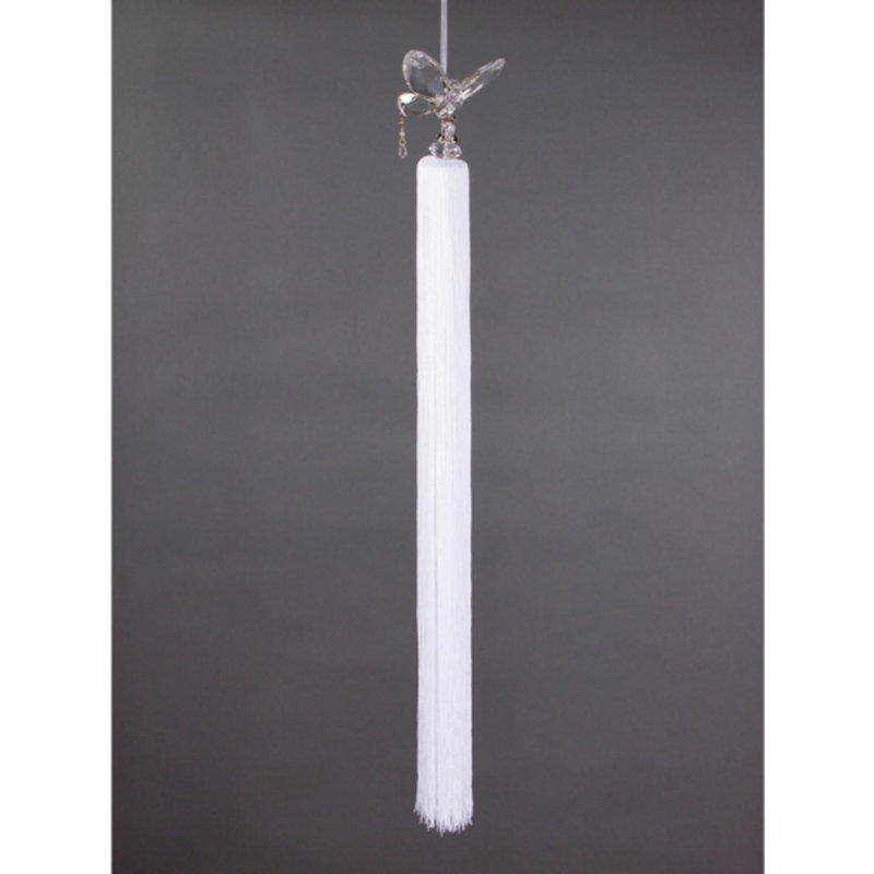 Ornement de Noël papillon de neige blanc 34 "avec pampille 34"