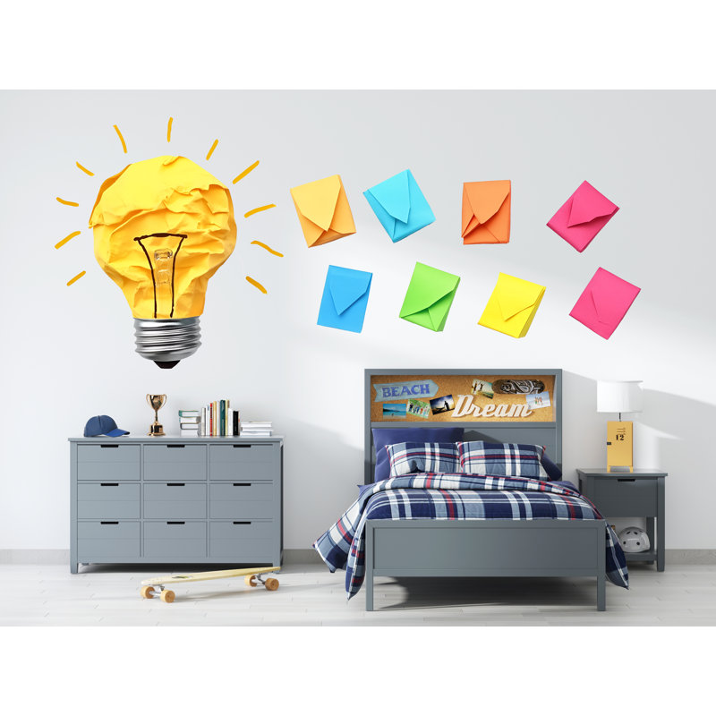 Décalcomanie créative en vinyle avec ampoule, art mural autocollant amovible, autocollant coloré pour chambre d'enfant, salle de classe ou bureau