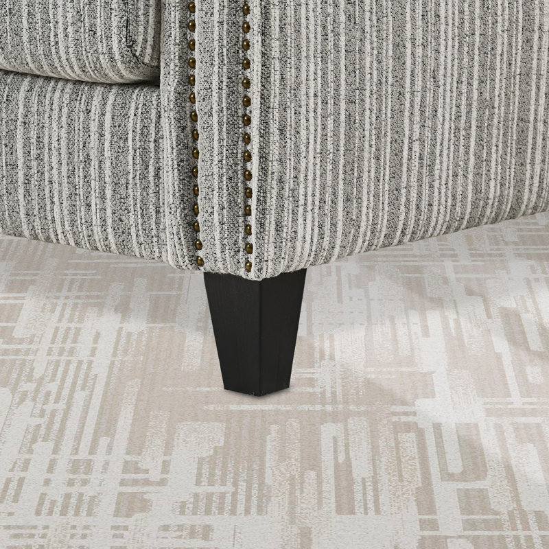 Clorice Classic Mid-Century Modern Armchair with Nailhead Trim, Gray Cotton