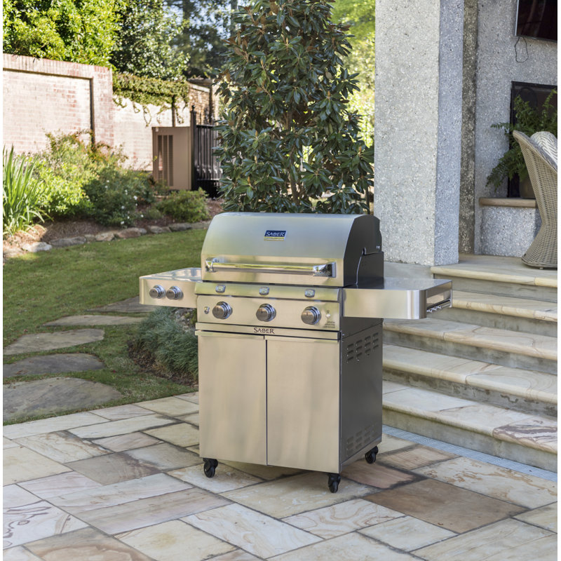 Saber 3-Burner Propane Gas Grill with Cabinet