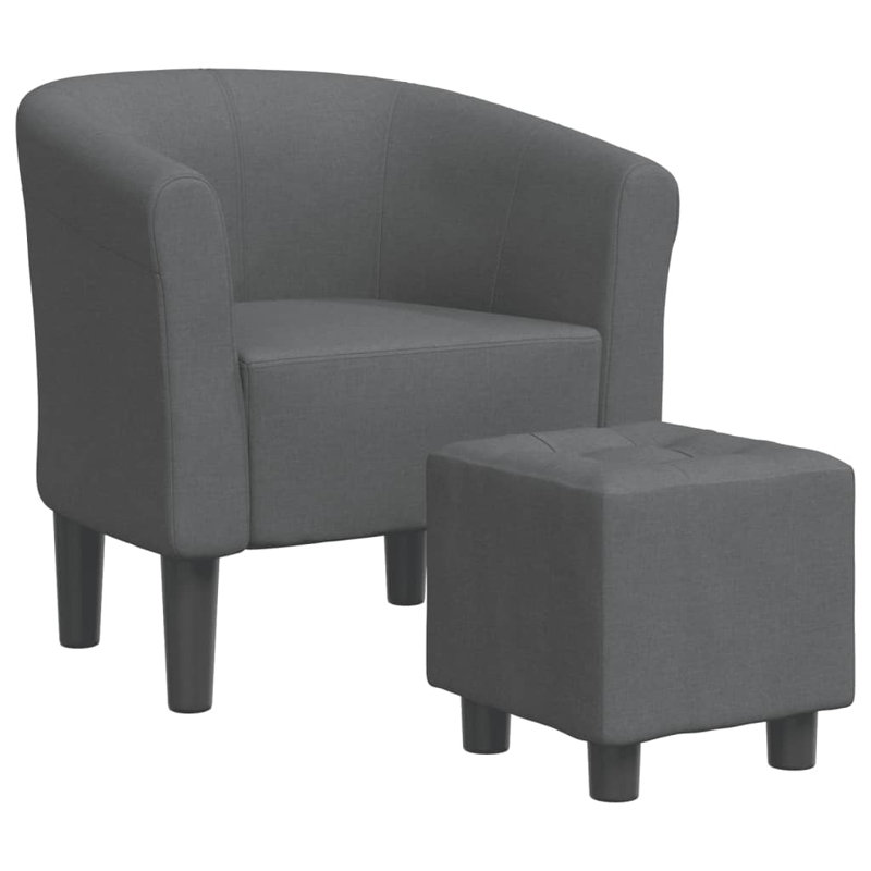 Danalyn 27.6'' Wide Armchair and Ottoman, Dark Gray Fabric