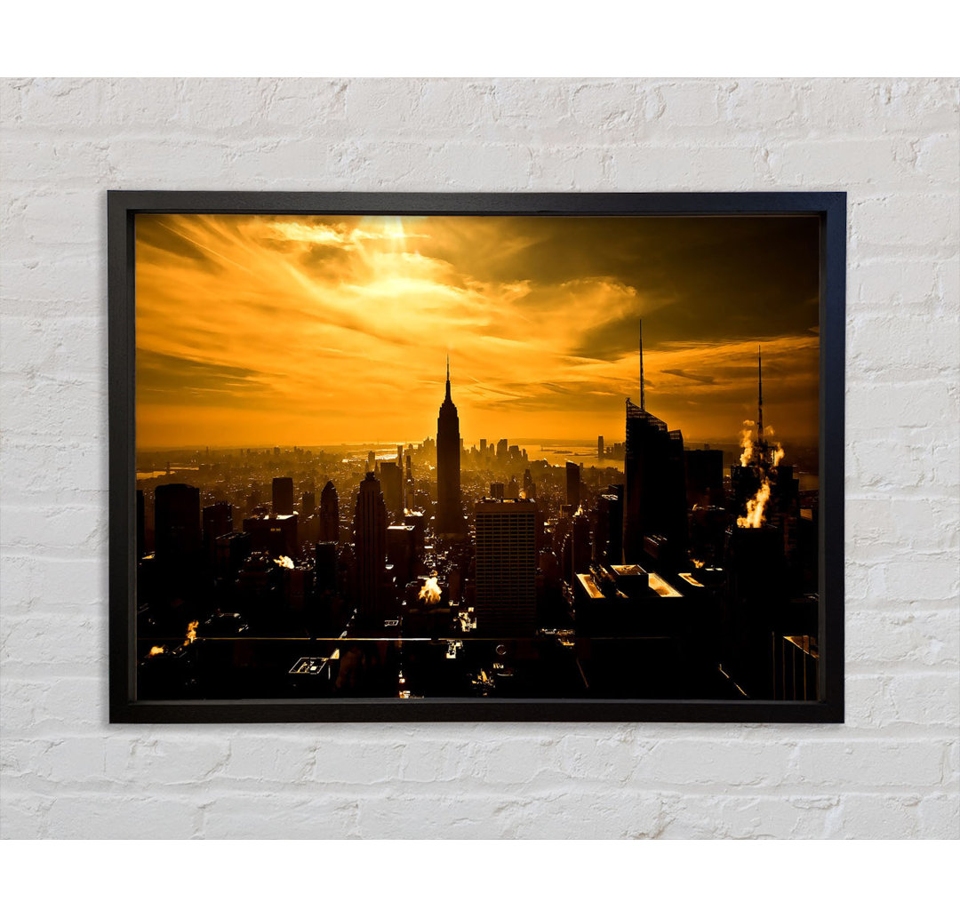 Empire State Building New York City Goldener Sonnenuntergang - Einzelbildrahmen Kunstdrucke auf Leinwand