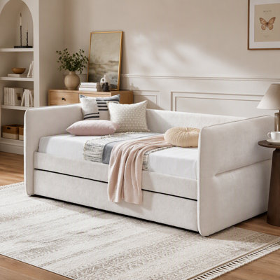 Upholstered Daybed with Trundle Bed