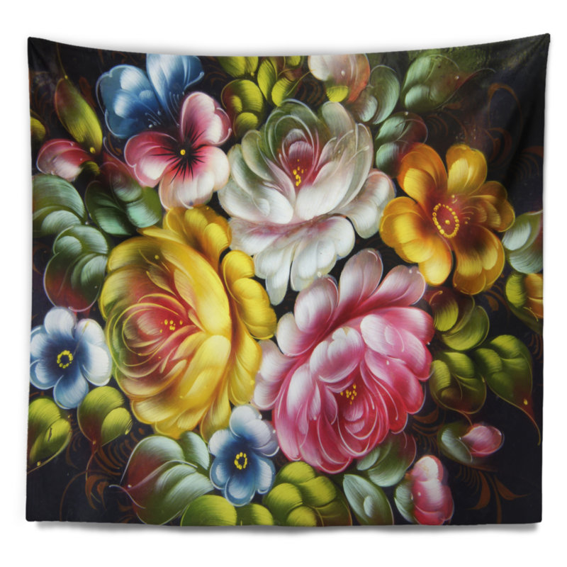 Tapisserie de bouquet de fleurs digital en polyester avec accessoires suspendus inclus, H 32 po x l 39 po