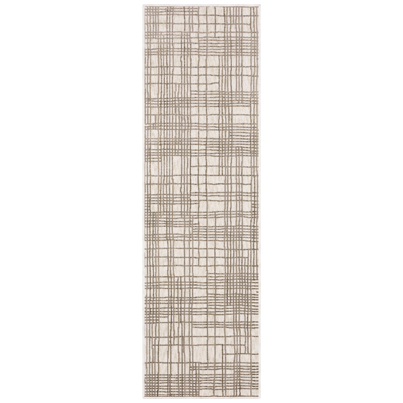 Harlow Etched Stripes Ivory/ Brown Area Rug, Runner 2'3" x 7'7"