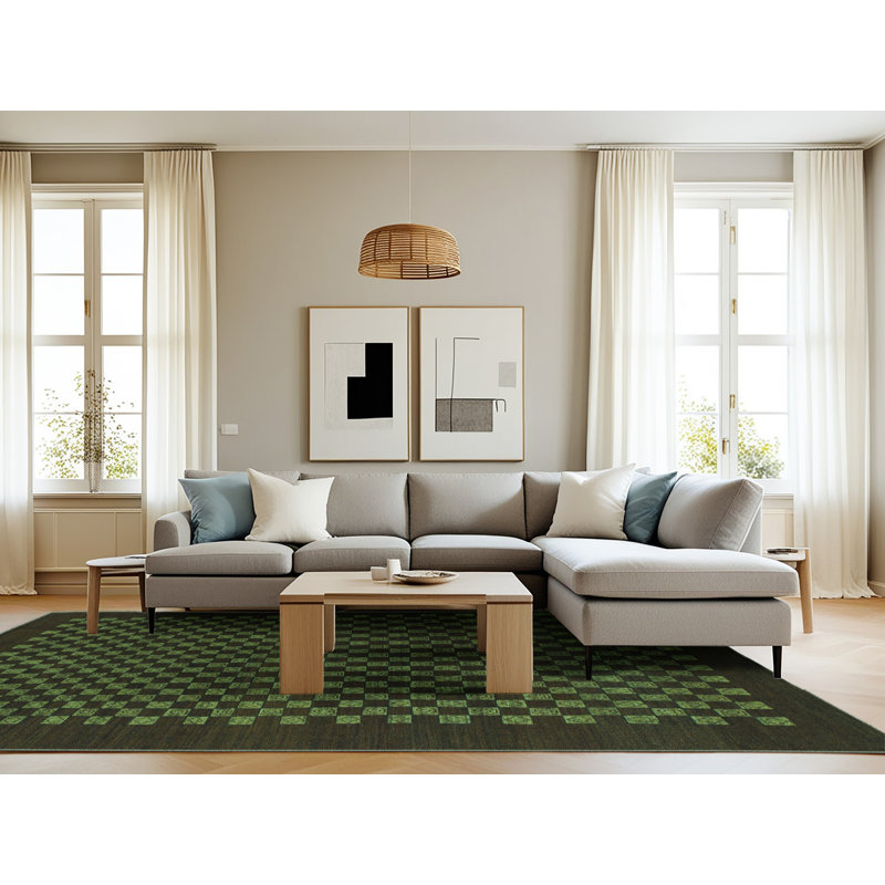 Performance Checkered Indoor Rug, Rectangle 8' x 10'
