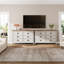 Commode 6 tiroirs, commode double en bois avec poignées noires pour chambre à coucher, salon, couloir Sinta-812307942