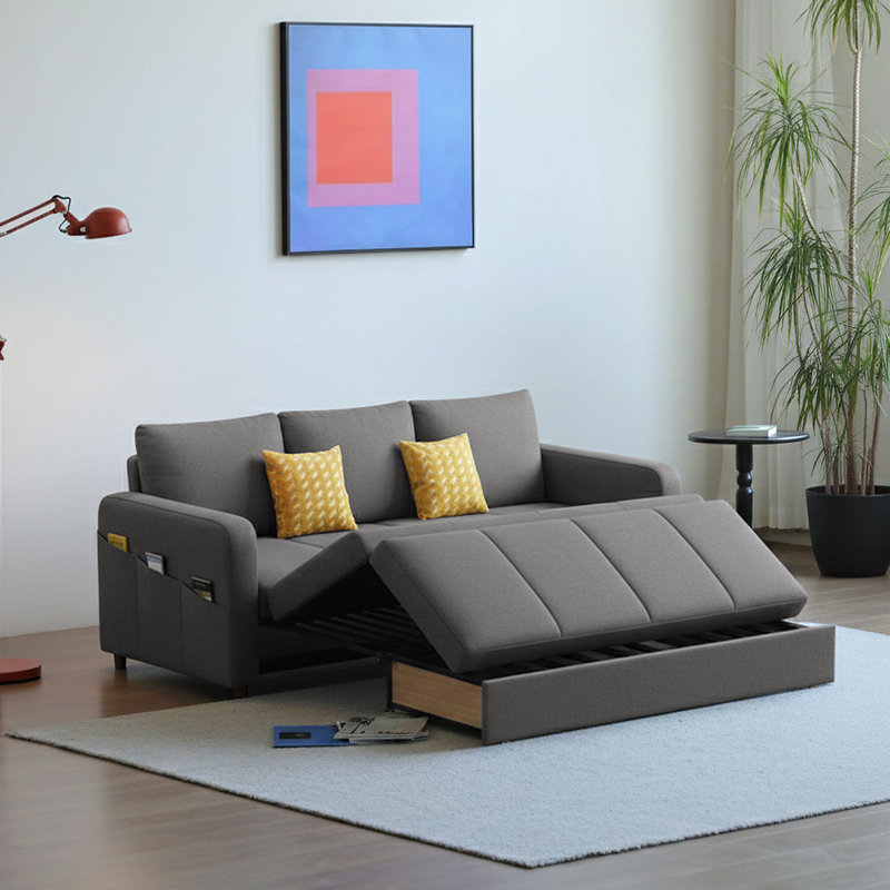 Gabriel Sofa Bed, Linen (With One Drawer), 170cm, Light Grey