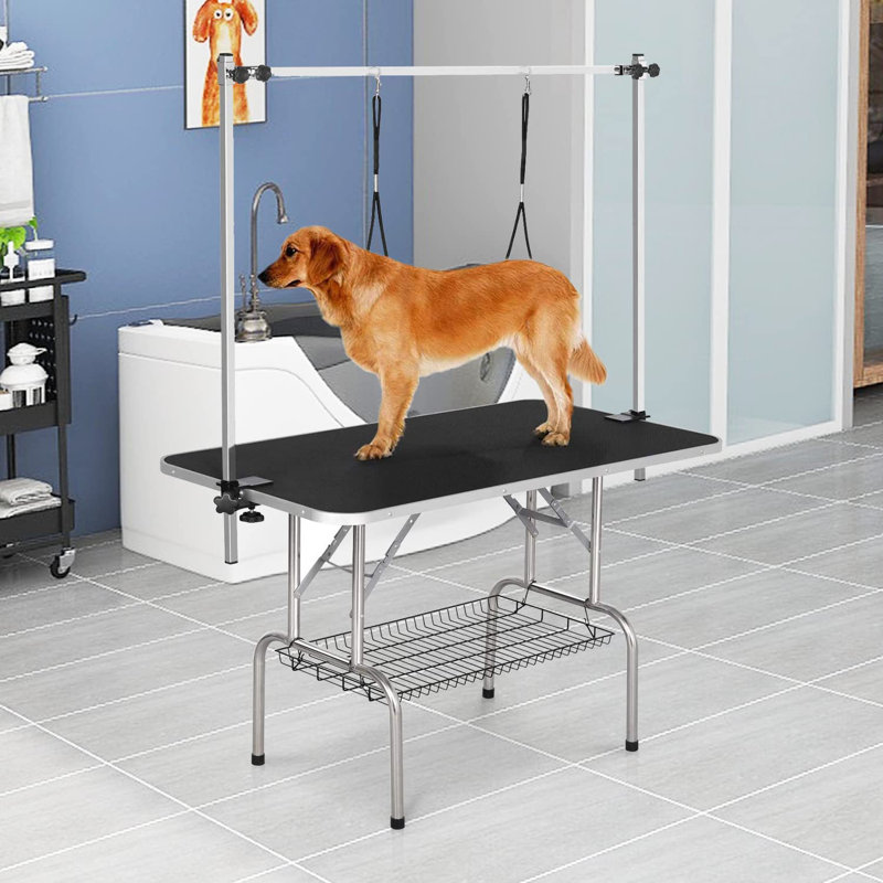 Table de toilettage pour animaux avec pattes pliantes, Noir, noir, noir, noir, H 64 po x l 36 po x P 24 po