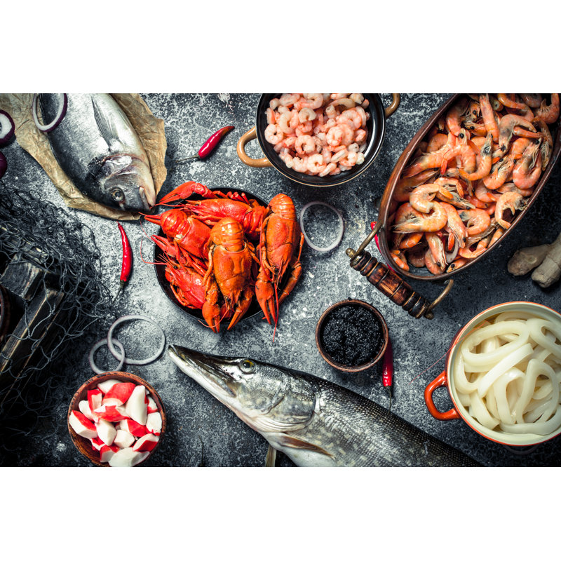 Different Seafood - Wrapped Canvas Print, 30cm H x 46cm W x 3.8cm D