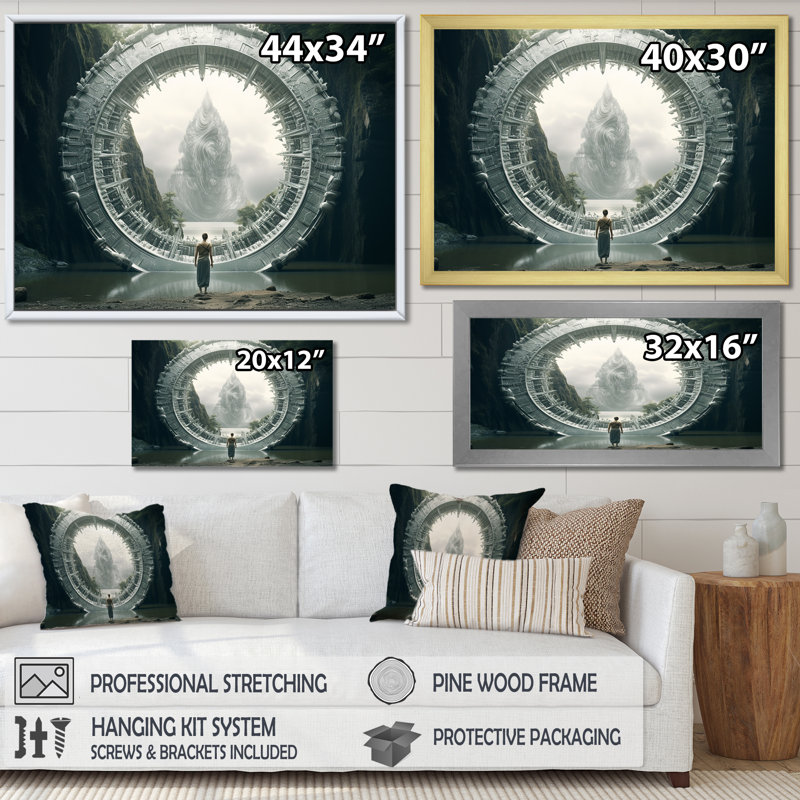Art mural surréel surréel de la Révélation III, Cadre doré à coins fermés, H 24 po x l 32 po x P 1 po