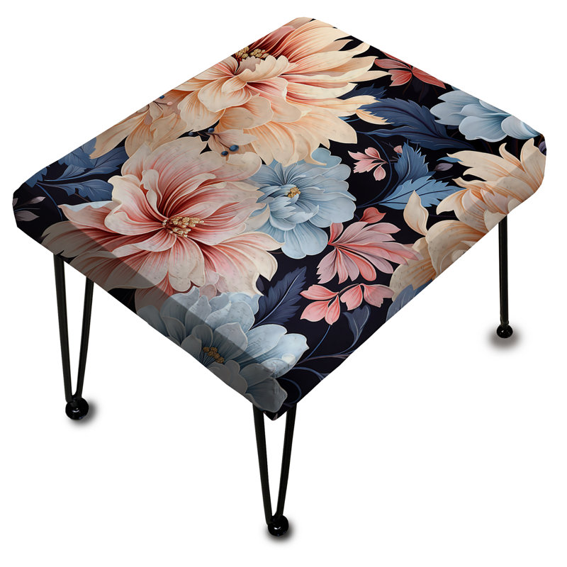 Délices de pivoines roses et bleus indémodables - Repose-pieds rectangulaire floral