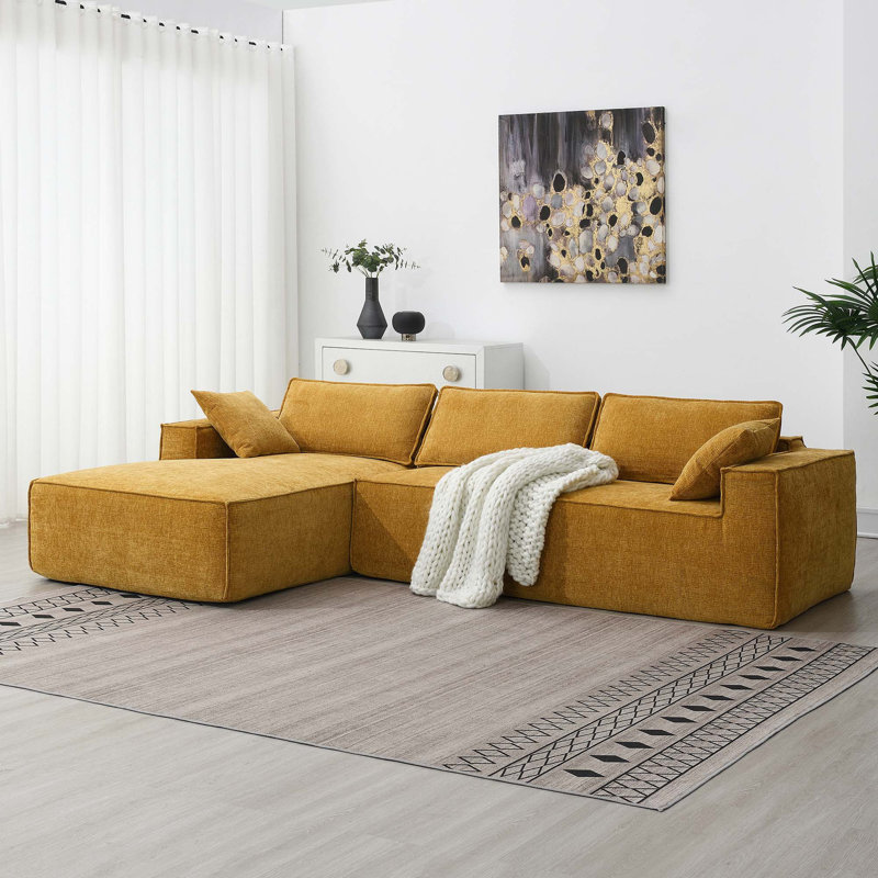 Canapé modulaire Boneless Minimalist, Chenille jaune