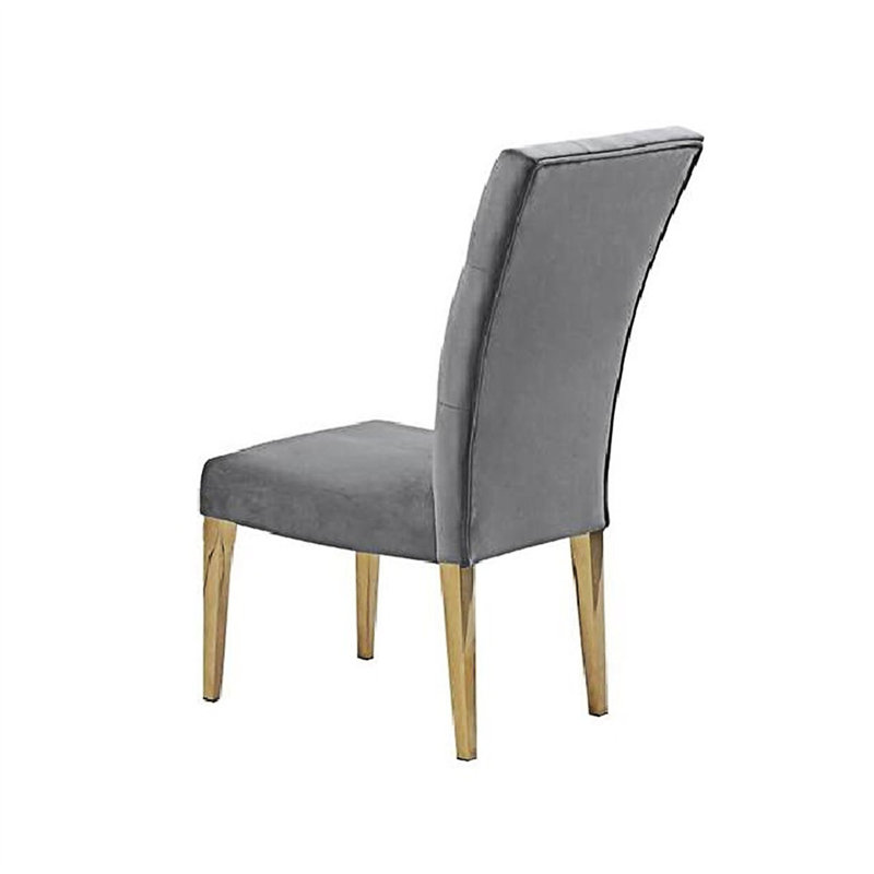 Chaise de salle à manger rembourrée (ensemble de 2), Gris, Doré