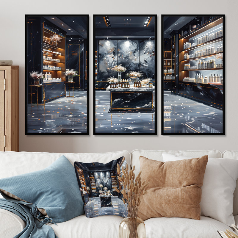 Ensemble de salon Kaat, H 28 po x l 36 po x P 1 po, Toile avec cadre flottant noir