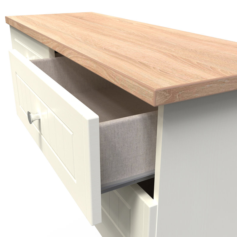 Fully Assembled Mitsuwa 4 - Drawer Chest of Drawers, Cream Ash/Oak